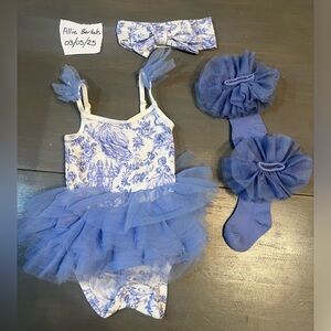 Posh Peanut Briar Tulle Bodysuit Dress w/ Socks & Bow
